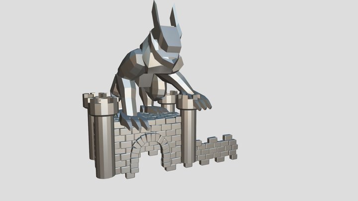 Low poly dragon castle 3D Model