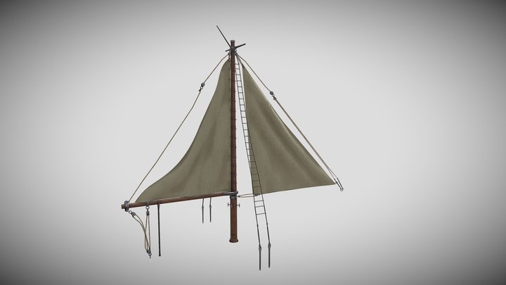 Old Ship Sail Set 3D Model