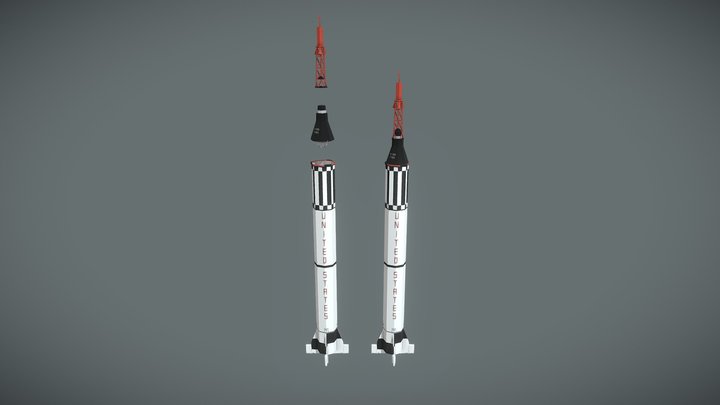Low Poly Mercury Redstone MR-7 3D Model