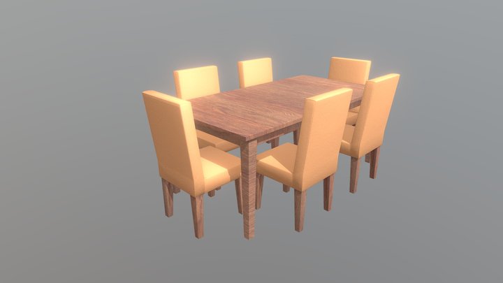 Dinning Furniture Low Poly 3D Model