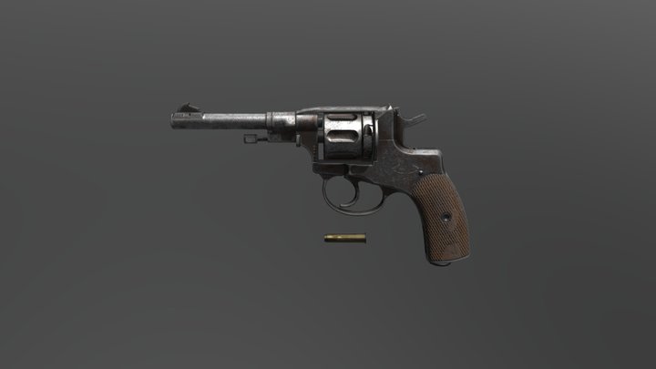 Nagan revolver 1910 3D Model