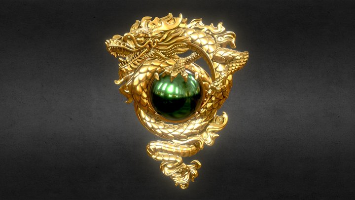 Dragon & Jade Pendant - Study work 3D Model