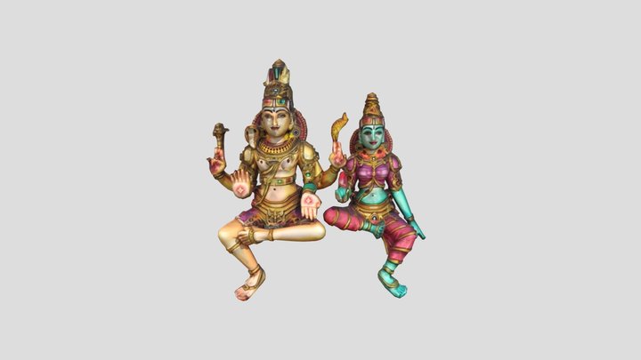 Shiva Parvati Statue 3D Model
