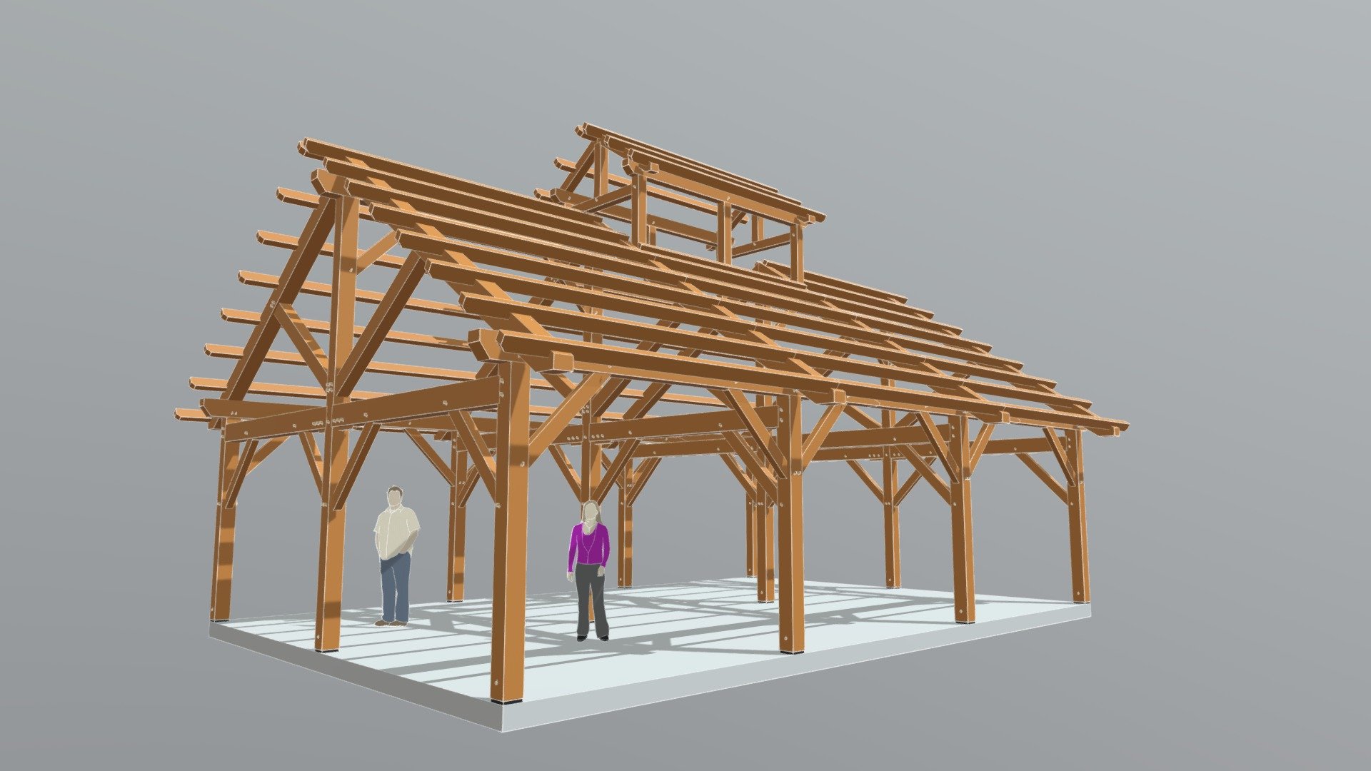 24x36 TF Sugar Shack Barn w/ Purlins (05713) - 3D model by Timber Frame ...