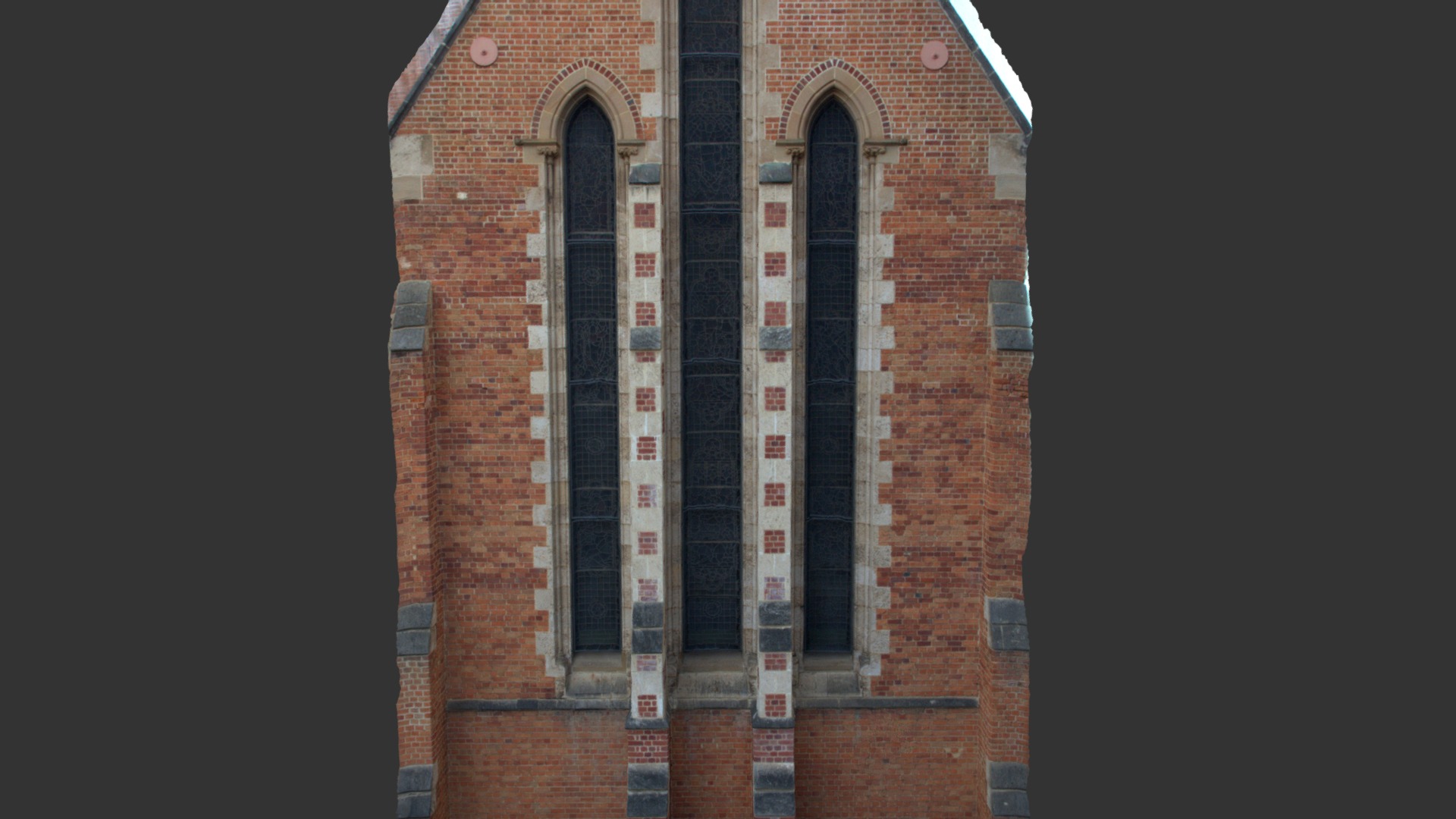 3D model Church facade - This is a 3D model of the Church facade. The 3D model is about a brick building with windows.