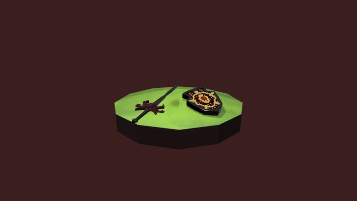 Sword And Shiled Done With The Stand 3D Model