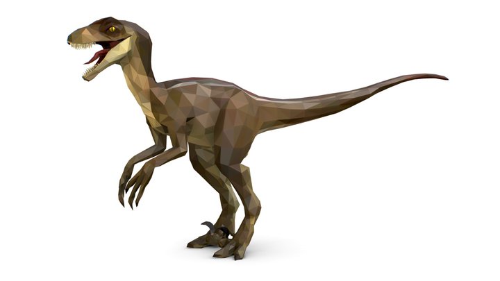 Dinosaur Raptor Lowpoly Art Style Animal 3D Model