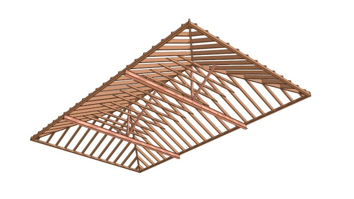 roof with steel bracing 3D Model