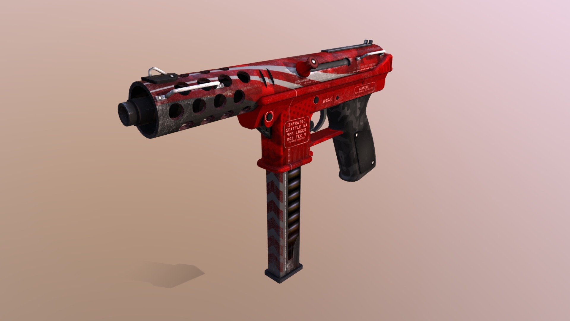 TEC-9 | Garnet - 3D model by VictorFrame (@artboorger) [290181a ...