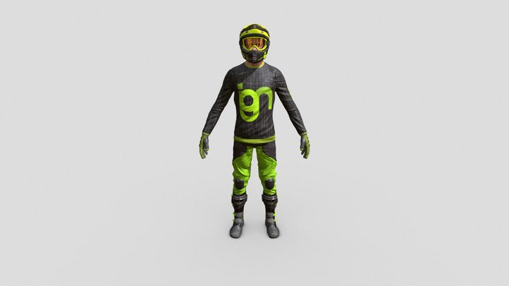Motocross Biker 3D Model