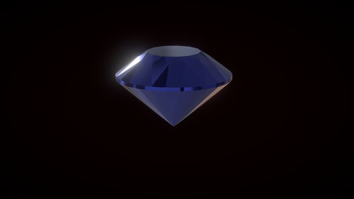 Blue Colored Realistic Diamond Model 3D Model