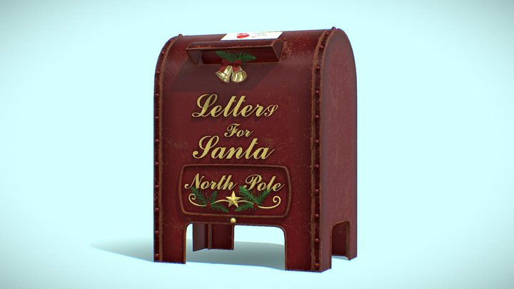 Christmas Mailbox, Letters to Santa Post Box 3D Model