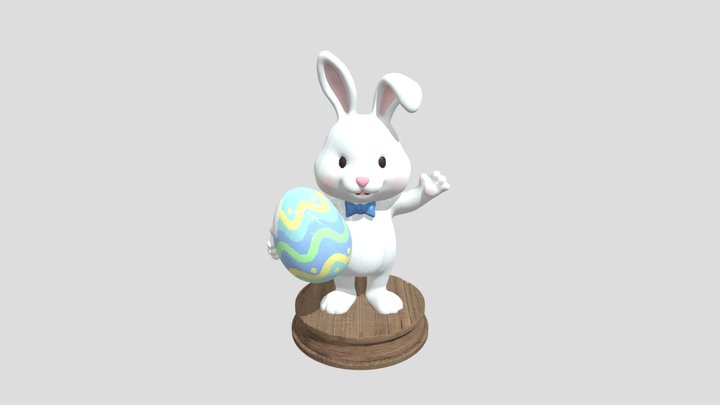 Easter Bunny with a Painted Egg 3D Model