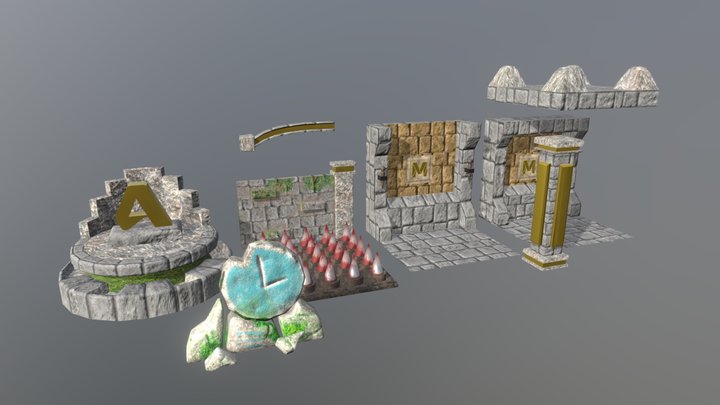 Modular Props - Ancient Mayan Maya Temple 3D Model