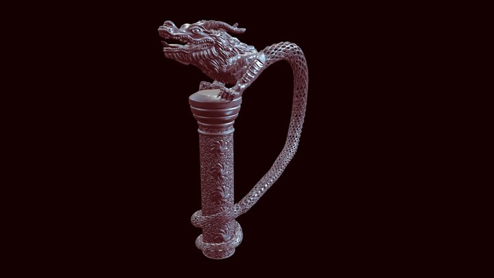 Dragon on a stand with lace tail 3D print model 3D Model