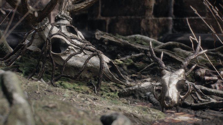 skull ruin scene 3D Model