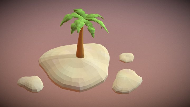 Palm Tree on Island 3D Model
