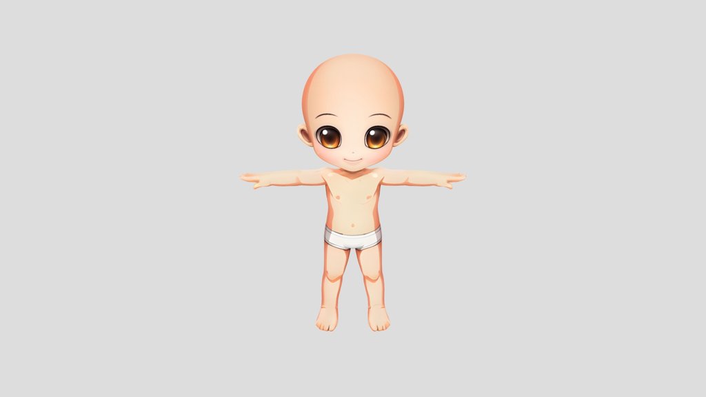 Cartoon baby in diaper