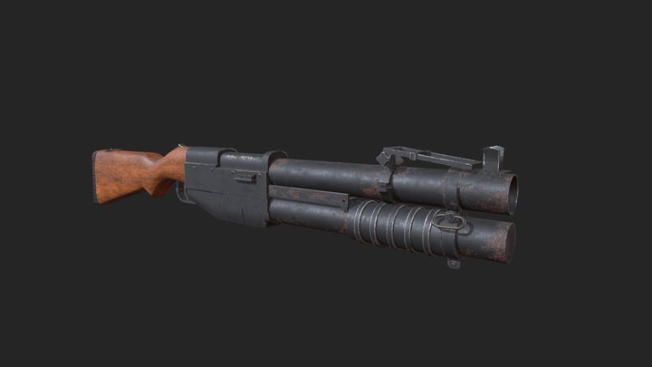 "China Lake" Pump Action Grenade Launcher 3D Model