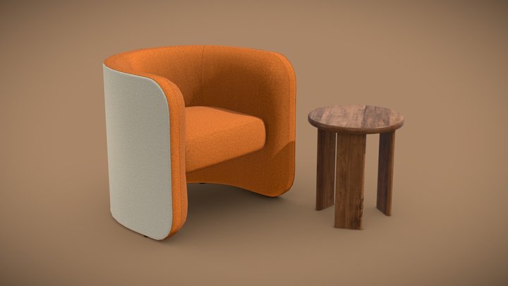 Derlot Biggie Chair - Coffee Table 3D Model