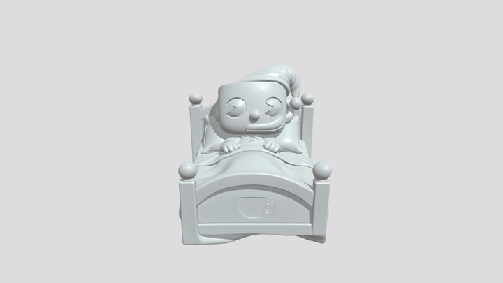 Cuphead figure lying in bed