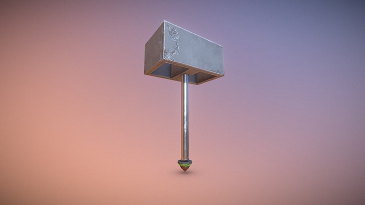 Stylized Cinderblock Hammer 3D Model