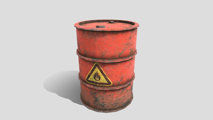 Explosive Metal Barrel 3D Model