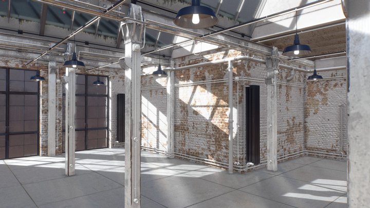 Industrial Vintage Loft Interior Apartment hires 3D Model