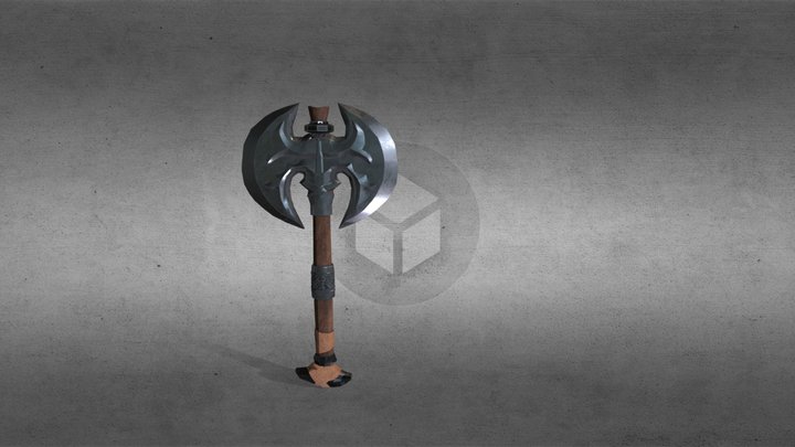 low poly double axe 3D Model