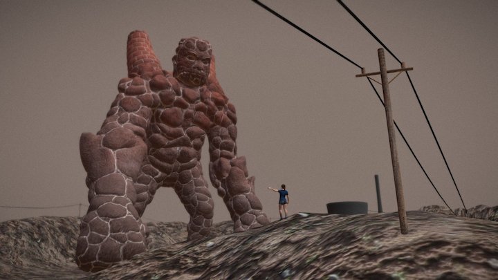 Stone Giant Scene 3D Model