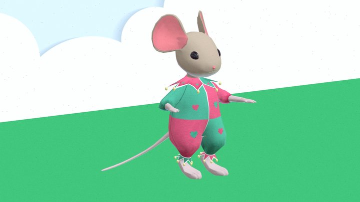 Whimsical Mouse Jester 3D Model