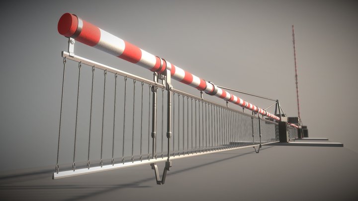 Low-Poly Railroad Barrier 9m Protective Grid 3D Model
