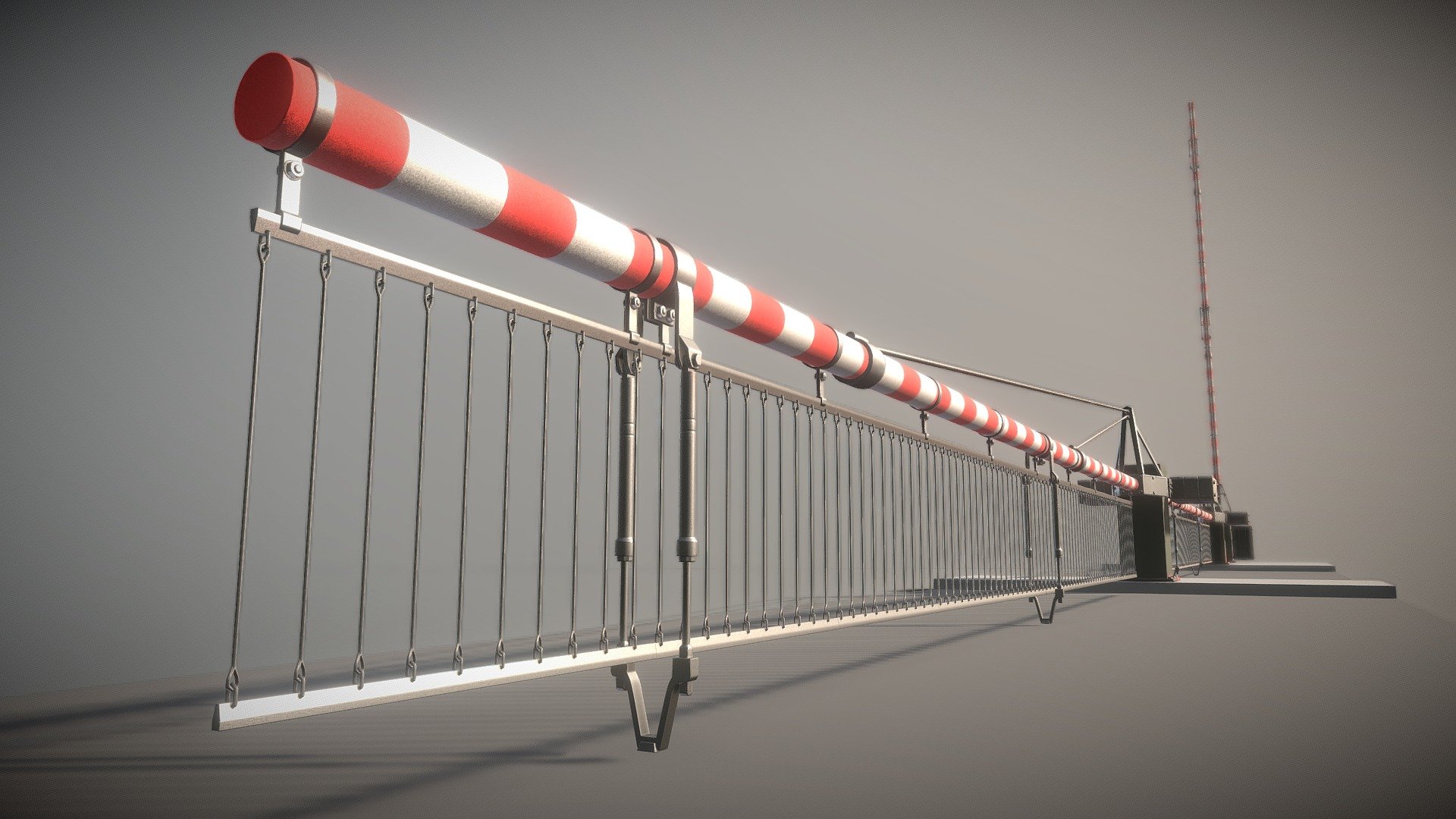 LowPoly Railroad Barrier 9m Protective Grid Buy Royalty Free 3D