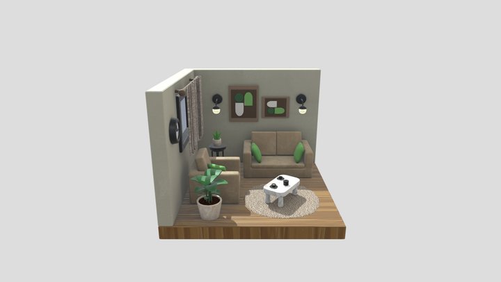 cartoon living room 3D Model