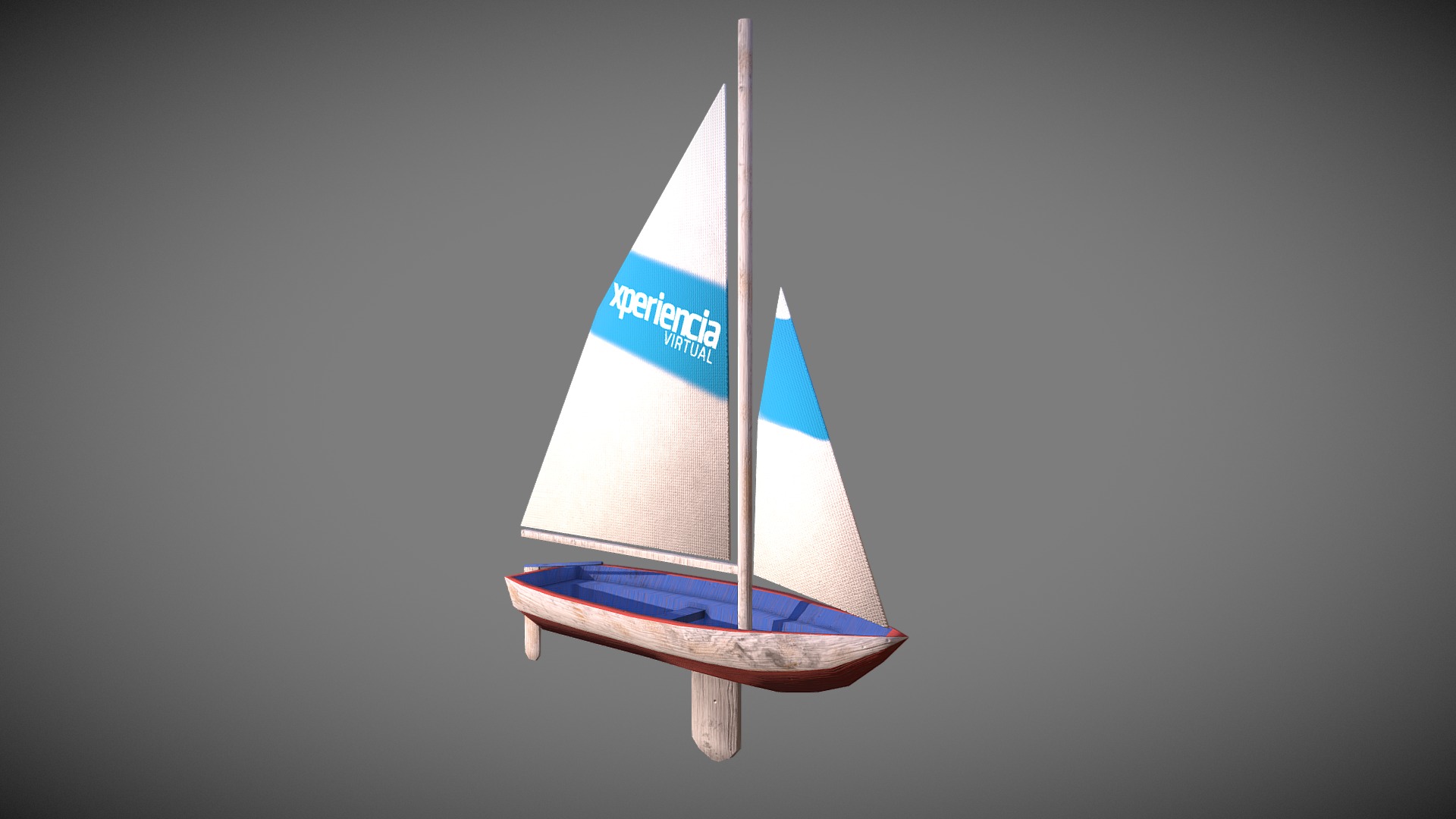 3D model Sailing boat - This is a 3D model of the Sailing boat. The 3D model is about a flag on a pole.