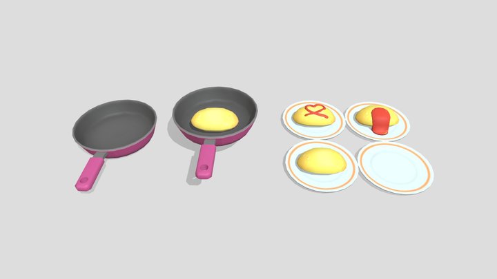 Omelette Rice 3D Model