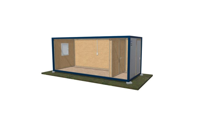 Бытовка торцевая с тамбуром 3D Model