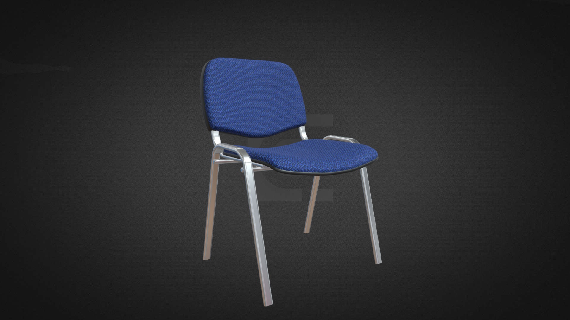 3D model Linking Chair Hire - This is a 3D model of the Linking Chair Hire. The 3D model is about a blue chair on a black background.