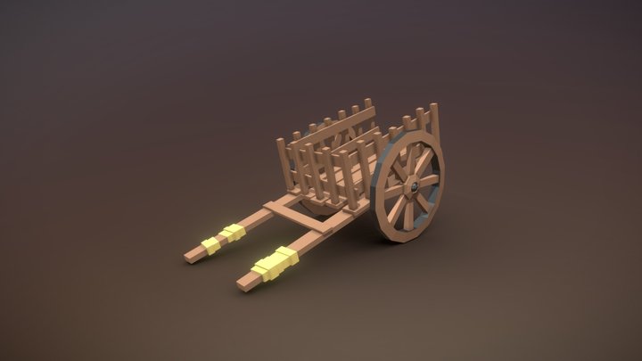 Low Poly Medieval Cart 3D Model