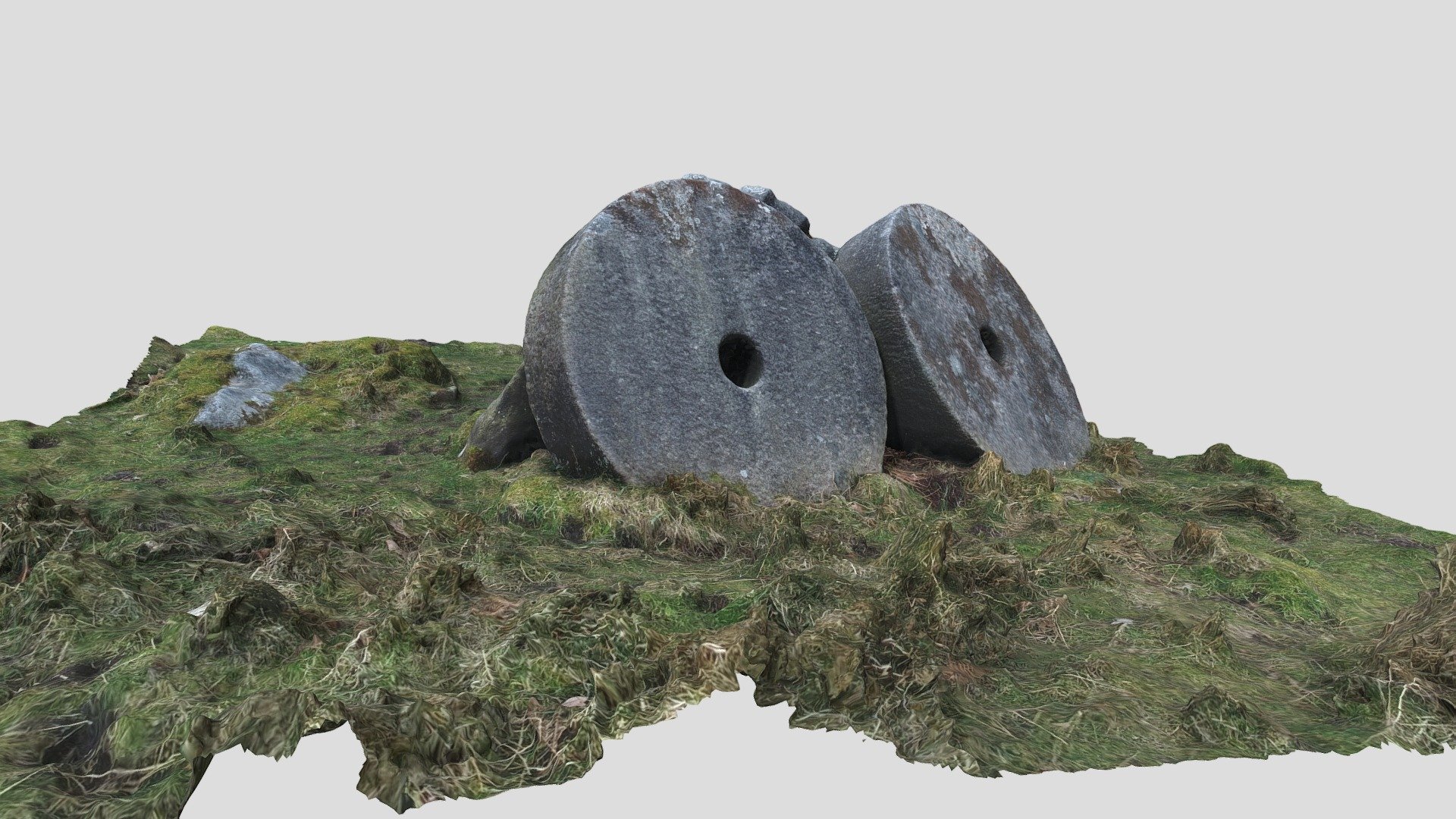 Abandoned millstones at Oakwood Farm