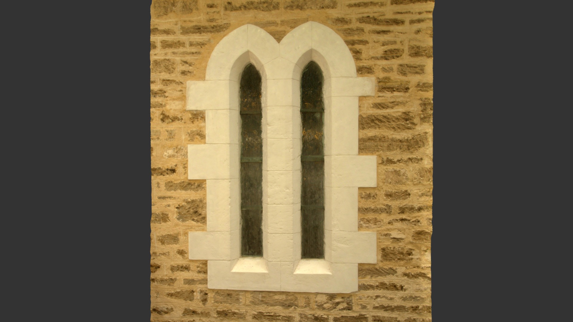 3D model Church window - This is a 3D model of the Church window. The 3D model is about a white stone wall with a window.