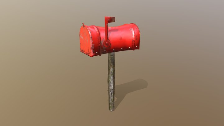 Old red Mailbox (Lowpoly) 3D Model