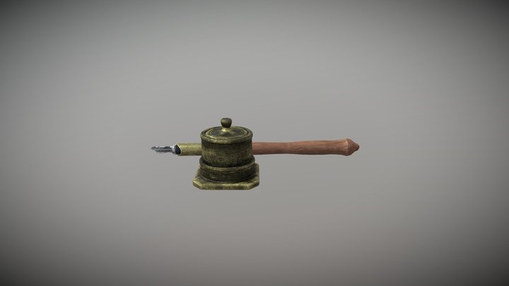 Pen and Inkwell 3D Model