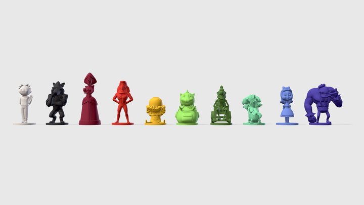 Dear King Game Pieces 3D Model