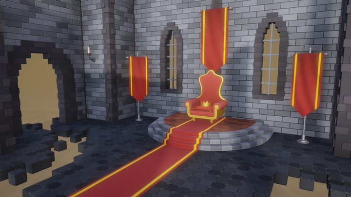 Modular Castle & Decorations 3D Model