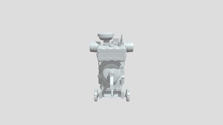 Green diesel generator on wheels 3D Model