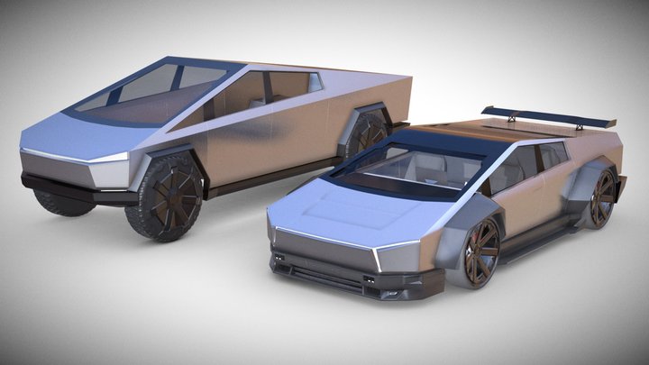 Cybertruck and Cybercar 3D Model