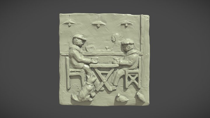 Пластилиновый рельеф "Втроём" – Free 3D Model STL