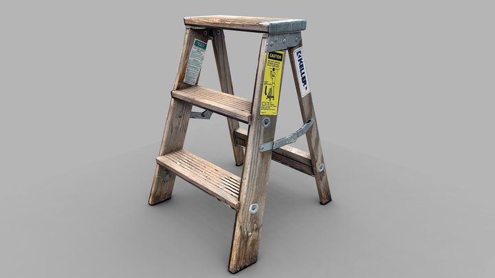 Wooden Step Ladder Scan LOWPOLY 3D Model