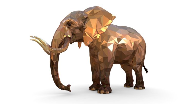 Elephant Low Polygon Art African Animal 3D Model
